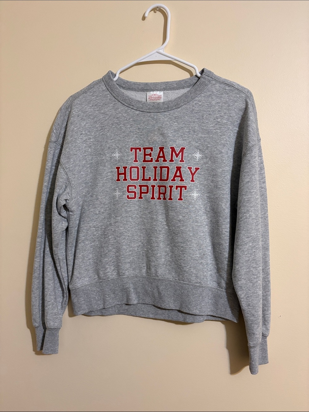Wondershop Gray Crewneck Sweatshirt with Red 'Team Holiday Spirit' Text